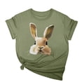thumbnail image 1 of Tops de Cuello Alto para las Mujeres Amante Impreso Camiseta Cuello Redondo Manga Corta, Poliéster Spandex, 1 of 7