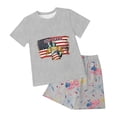 thumbnail image 7 of mgoYE Girls Boy's 250 Years America Anniversary 250th Independence Day Vintage O-Neck Shorts Set America 250th Anniversary Shorts Set Boys(Grey,11-12 Years), 7 of 7