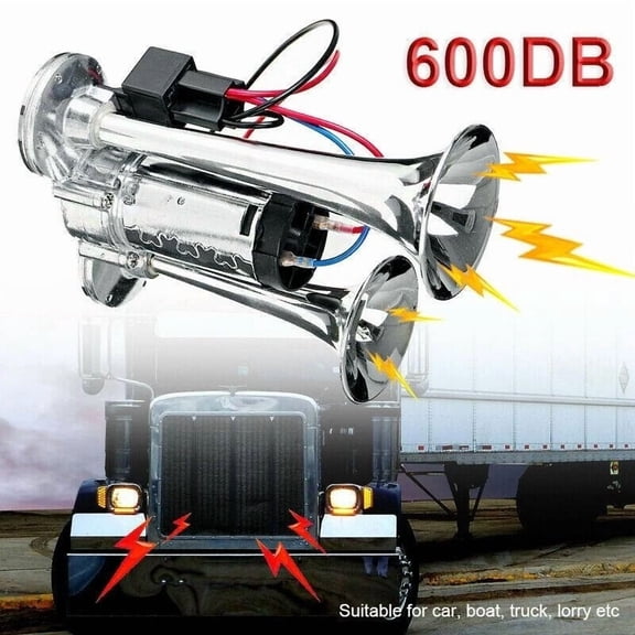 600DB Super Loud Dual Electric Train Horns for Trucks, Suvs, Cars, Boats & Motor