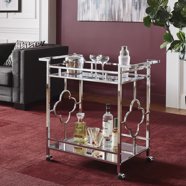 VEVOR Bar Cart, Two Tier Serving Cart, Gold Finish Wine Cart, 36.2