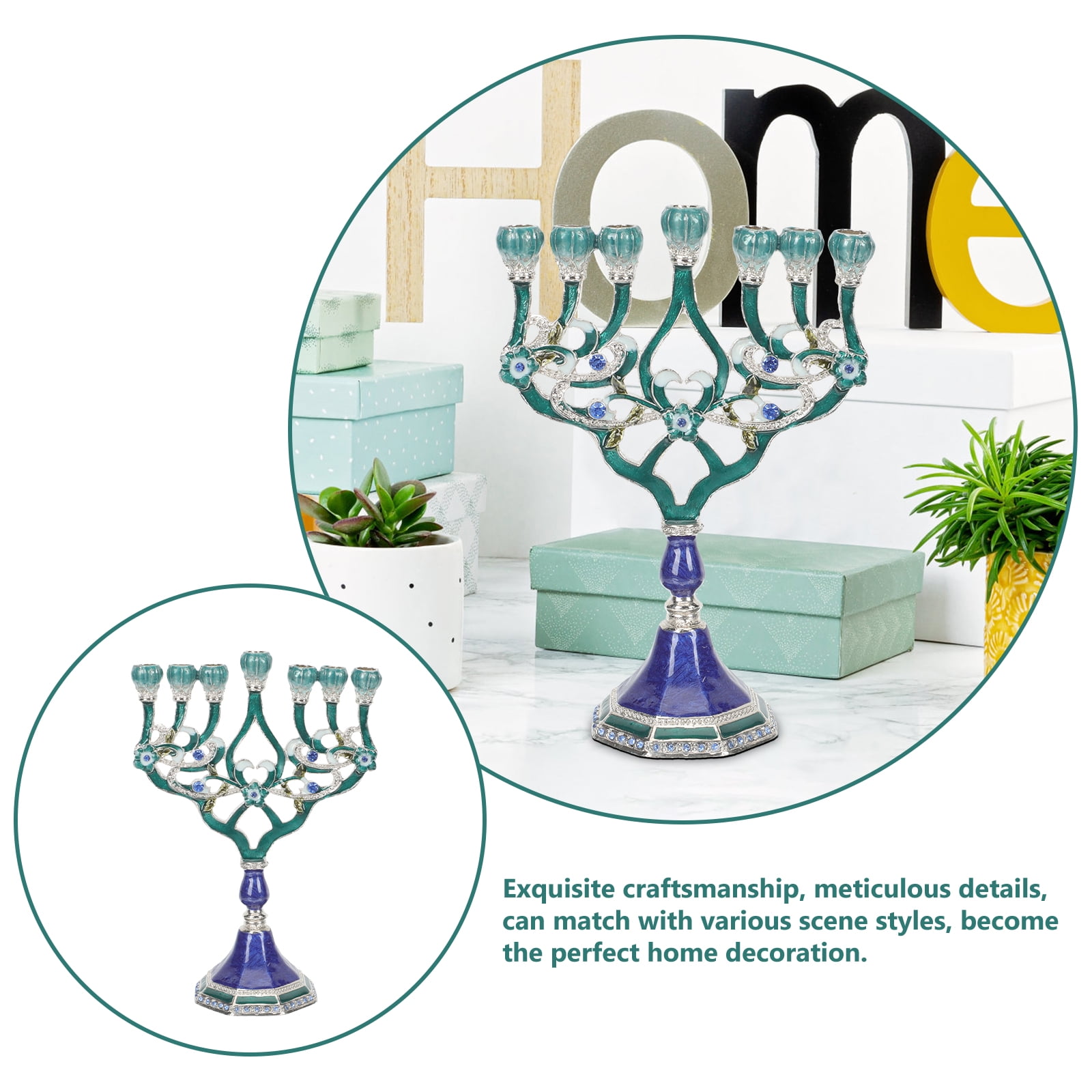 Hanukkah Candle Holder Jewish 7 Branches Candlestick Holder Retro Decorative Candlestick
