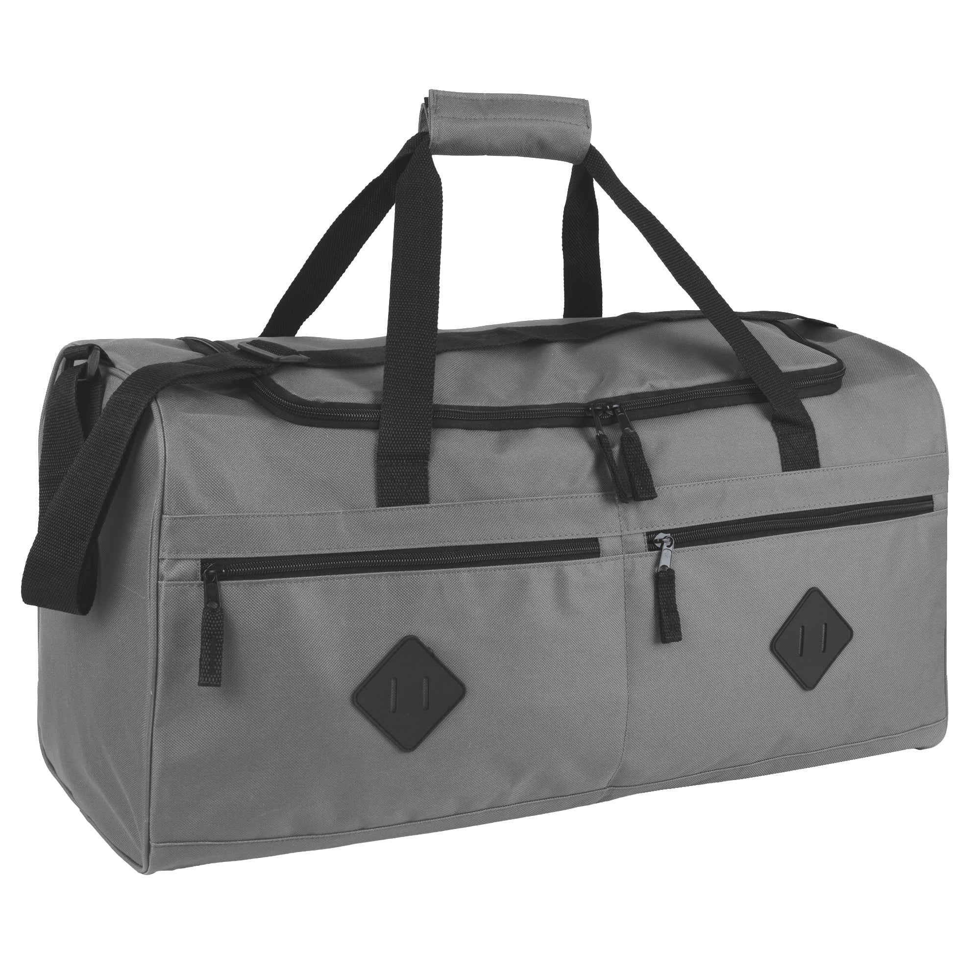24 Pack 24 Inch 55 Liter Overnight Duffel Bags with Zippered Pockets for Men, Women, Sports, Gym, Travel, Commuting in Gray
