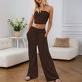 thumbnail image 2 of Stylish Women's Trousers Suit Two Piece Set With Sleeveless Top And Wide Leg Pants Ideal For Casual Spring And Summer Outfits women's pajama set, 2 of 5