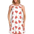 thumbnail image 1 of Fotbe Hand Drawn Strawberry Vestido de Verano sin Mangas para Mujer – Vestido Midi Línea A, Estilo Camiseta Floral, Vestido Playero Casual y Fluido, 1 of 7