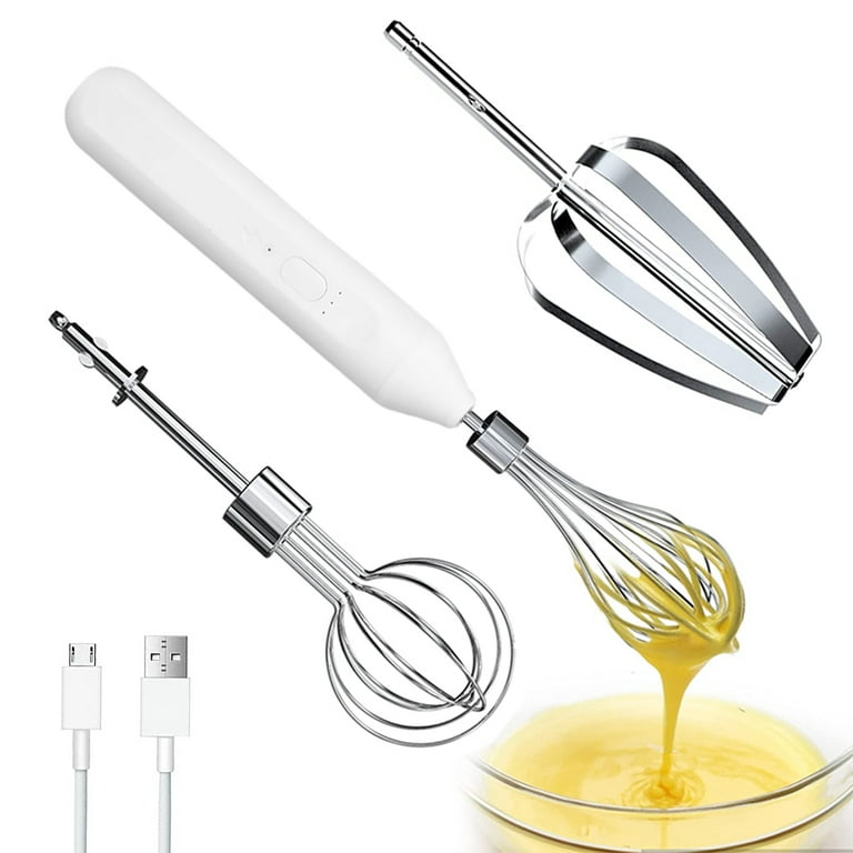 DIYOO Mini Hand Mixer Electric Handheld Kitchen Mixer Egg Beater USB  Rechargeable Hand Mixer for Baking Cake, Egg White, Yeast Dough, Include 3  Stainless Steel Whisk 