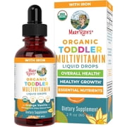 MaryRuth's Organic Toddler Multivitamin Liquid Drops with Iron Orange Vanilla Vegan, Non-GMO 2 fl oz / 60 ml Overall Wellness