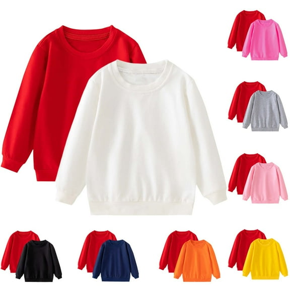 AINIYS 2 Pack Kids Casual Sweatshirt Basic Thin Long Sleeve Crewneck Pullover for Toddler Boys and Girls Solid Color Tops Black 2 Years