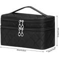 thumbnail image 4 of Makeup Bag Organizer, Portable Travel Toiletry Bag for Women, Large Capacity Double Layers Make up Bag With Brush Compartment and Handle, Black Cosmetic Bags for Women Travel Must Haves, 4 of 5