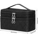 thumbnail image 4 of Makeup Bag Organizer, Portable Travel Toiletry Bag for Women, Large Capacity Double Layers Make up Bag With Brush Compartment and Handle, Black Cosmetic Bags for Women Travel Must Haves, 4 of 5