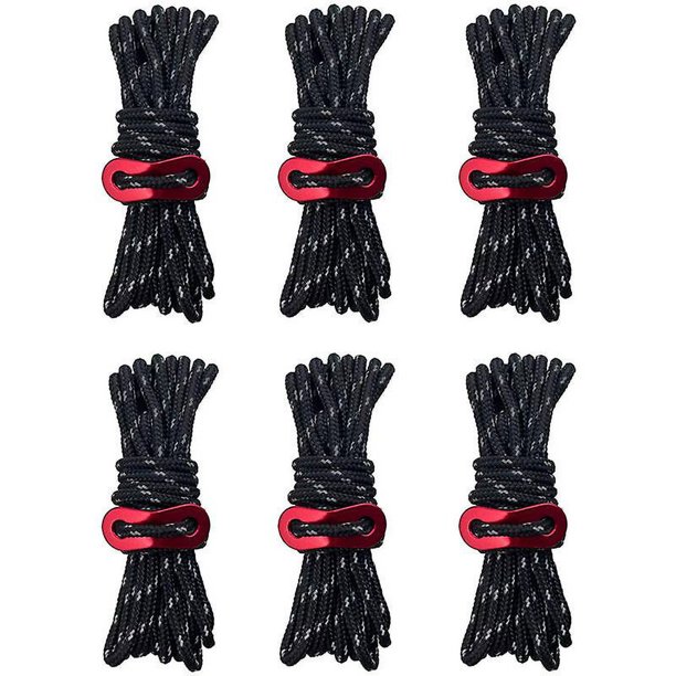 Cuerda para acampar de alta resistencia de 8 botones - Líneas reflectantes para exteriores de 4 mm con ajustador de tensor Cuerda de nailon resistente para carpas grandes Amarre de dosel de lona gran