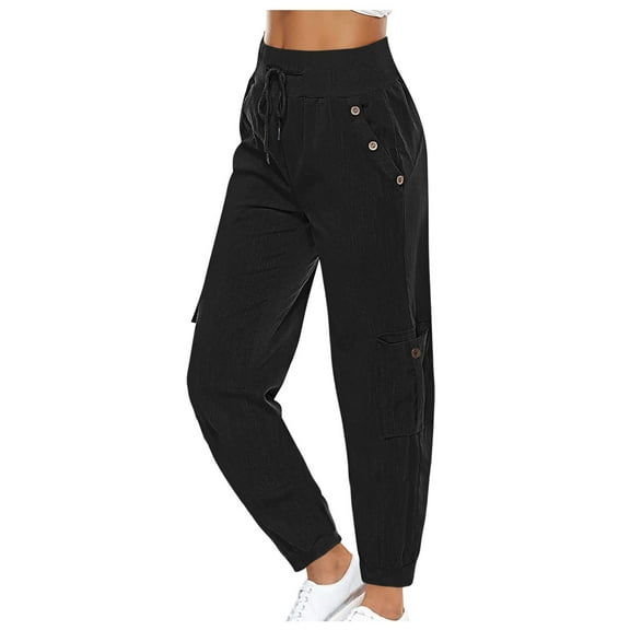Summer Savings Clearance 2023! TAGOLD Womens Summer Pants, Fashion Womens Casual Solid Color Elastic Loose Pants Straight Wide Leg Trousers With Pocket