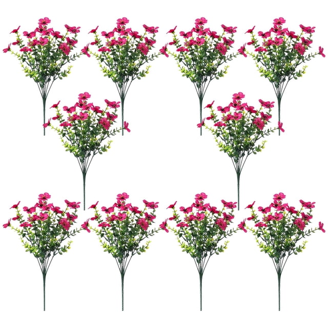 10-Pack Artificial Viola Flowers With Pinetree And Violet Stems Lifelike Decorative Plants For Home Decor