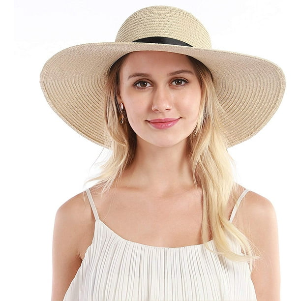 Chapeau d'ombrage à large bord pliable pour femmes,UPF 50 + sac de ruban  anti - UV Summer Fashion Travel Beach Hat,chapeau de jardinage de randonnée