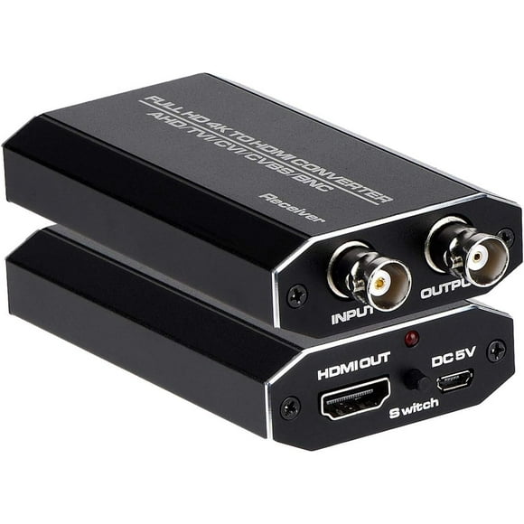 Convertidor de TVI/CVI/AHD a HDMI, Full HD 4K 720P/ 1080P/ 3MP/ 4MP/ 5MP/ 8MP BNC a HDMI Adaptador de Video para Monitor HDTV DVRs