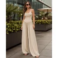 thumbnail image 6 of ChicMe Womens Jumpsuits Sleeveless Cut-Out Waist Backless Tie-Back Ruched Wide Leg Vacation Summer Jumpsuit for Women Beige-M, 6 of 9