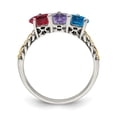 thumbnail image 3 of Sterling Silver Antiqued w/14k 3-stone Mother's Ring Mounting Q-QMR16/3-7, 3 of 7