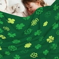thumbnail image 3 of St. Patrick''s Day Throw Blanket, Lightweight Super Soft Cozy Fleece Green Lucky Shamrocks Irish Clover Pattern Bed Blanket Warm Flannel Blanket Gift for Sofa Couch Chair 40" x 50", 3 of 6