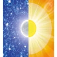thumbnail image 3 of Space Duvet Cover Set, Split Design with Stars in the Sky and Sun Beams Solar Balance Nature Image Print, Decorative 3 Piece Bedding Set with 2 Pillow Shams, King Size, Blue Yellow, by Ambesonne, 3 of 3