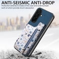 thumbnail image 3 of For Samsung Galaxy S26+ Plus Wallet Case, RFID Protected Zipper Purse Phone Cover with Kickstand, Shockproof Floral PU Leather for Women, Blue, 3 of 8