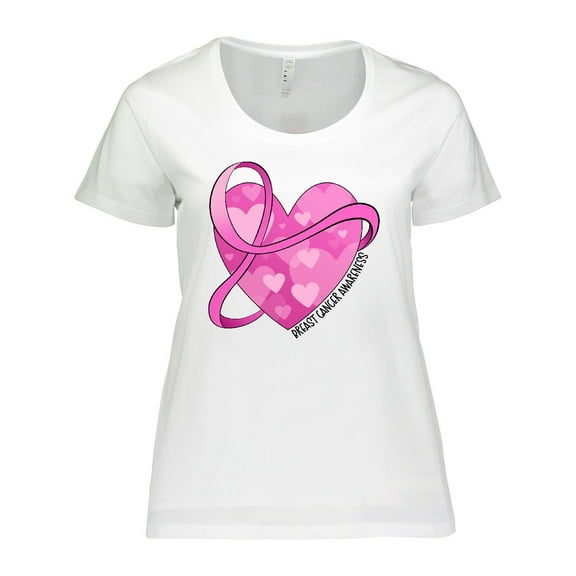 Inktastic Breast Cancer Awareness- Pink Ribbon Around Heart Women's Plus Size T-Shirt