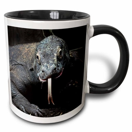 

3dRose komodo dragon tongue out drooling - Two Tone Black Mug 11-ounce