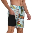 thumbnail image 2 of Cauagu Cartoon Car Racing Print Mens Swim Trunks Quick Dry Board Shorts Swim Shorts with Compression Liner Bathing Suits-XX-Large, 2 of 6