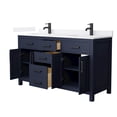 thumbnail image 2 of Beckett 60" Dark Blue Double Vanity & White Quartz Top (1-Hole) & Black Trim, 2 of 5