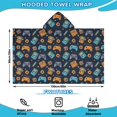 thumbnail image 2 of Retro Consoles Games Icons Blue Pattern Hooded Bath Towel，60"x35" for Ages 3 To 12 Kids, Quick Dry Lightweight Soft Microfiber Hood Beach Towel Cover Up for Kids, 2 of 7