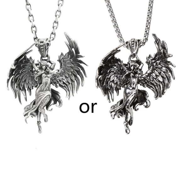 Giaone Gothic Evil Angel Pendant Necklace Dainty Fashion Angel Wing Clavicle Chain