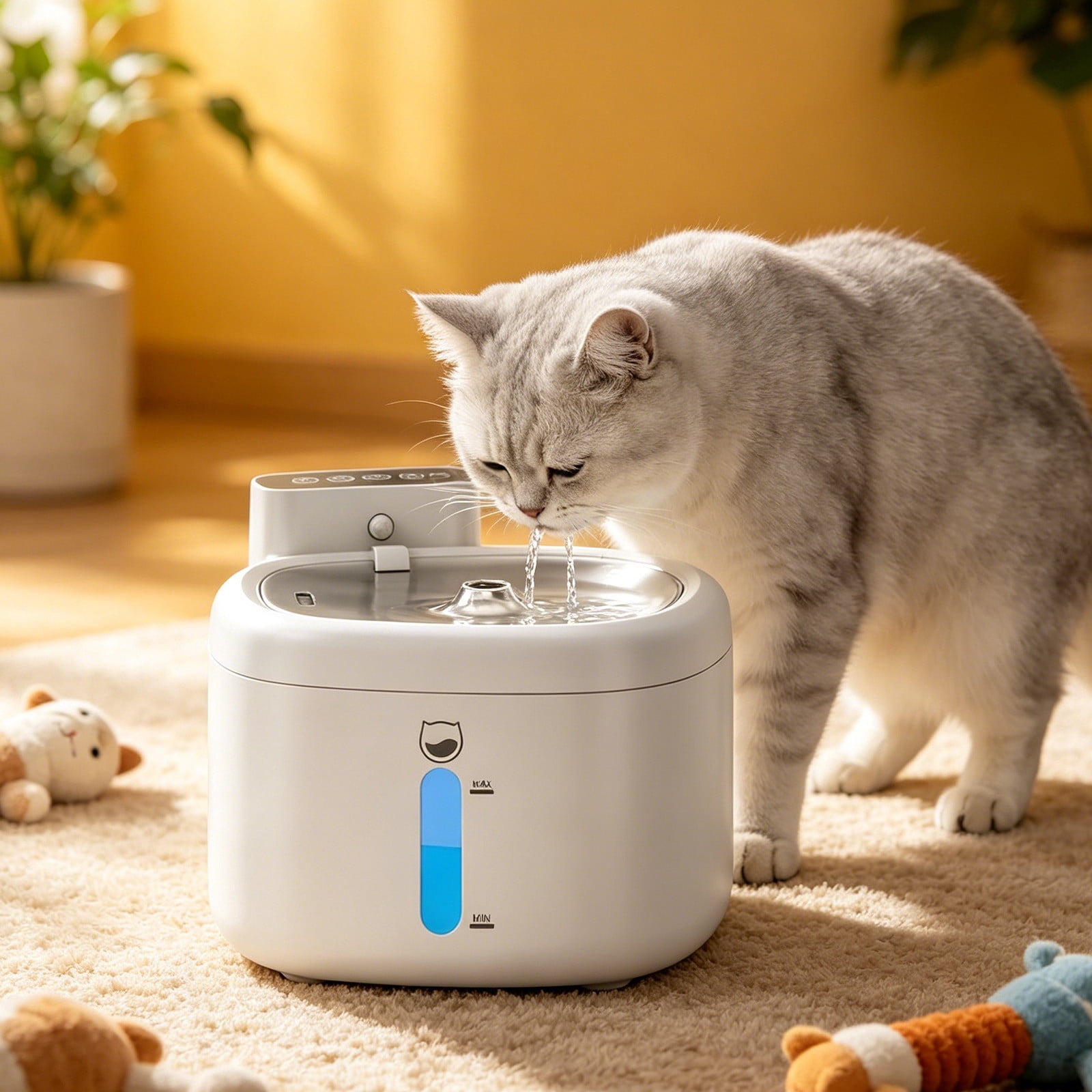 Smart Pet Water Fountain Automatic Wireless Cat Water Dispenser with Filter, Battery Powered, Quiet Circulating Drinking Bowl