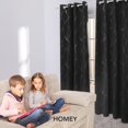 thumbnail image 3 of Deconovo Grommet Blackout Curtains Silver Foil Wave Print Thermal Insulated Curtain for Kids Room 52W x 72L inches, Black, 2 Panels, 3 of 6
