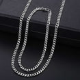 thumbnail image 2 of 3mm Stainless Steel Chain Silver Cuban Link Necklace Bracelet Set Men Women, 2 of 3