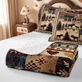 thumbnail image 4 of meiyoeat Moose Cabin Quilt Full,Jungle Animal Deer Full Bedspread Sets For Boys,Red Black,3-Piece,1 Coverlet and 2 Pillowcases, 4 of 7