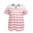 thumbnail image 3 of GigrtiJin Summer Collared T Shirts for Womens Striped Zipper Short Sleeve Tops Dressy Casual Loose Going Out Short Sleeve Tops, 3 of 5