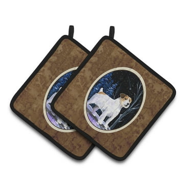 Carolines Treasures SS8388PTHD Starry Night Jack Russell Terrier Pair of Pot Holders, 7.5HX7.5W, multicolor