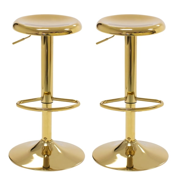 Gold Bar Stools - 2 Pack, Adjustable Swivel Height, Backless Modern Metal Stool for Kitchen Island or Pub