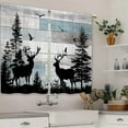 thumbnail image 3 of Farmhouse Forest Cabin Kitchen Curtains Rustic Blue Wooden Small Short Cafe Window Curtains Tree Country Deer Rod Pocket Bathroom Window Drapes Treatment Tier Curtains 2 Panels (27.5x36 Inch), 3 of 6