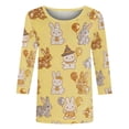 thumbnail image 4 of cocolona Womens Easter 3/4 Sleeve Shirts Cute Bunny T-Shirts Summer Crew Neck Tops Graphic Tees, 4 of 7