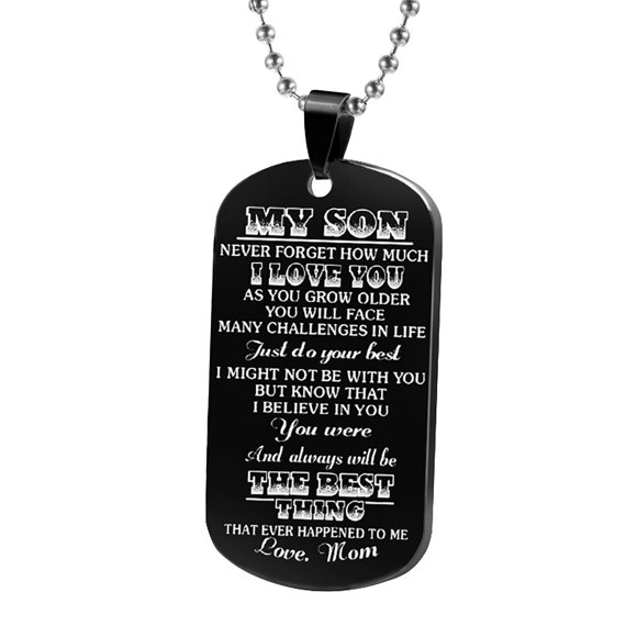 TopLLC Necklaces for Women Stainless Steel Jewelry For My Son's Military Necklace Stainless Steel Lettering Gift Jewelry Gifts
