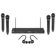 Samson Stage-412 Quad Handheld VHF Wireless Microphones Mics+Mackie Ear Buds