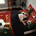 thumbnail image 4 of Manfei Cartoon Soccer King Bedding, Sports Football Print King Bed in a Bag, Maroon Forest Gold, Black Reversible 7pcs, 4 of 6