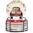 thumbnail image 1 of Posavasos de cerámica con forma de árbol de Navidad rojo: anima la decoración de tu mesa navideña con estos posavasos festivos y duraderos, 1 of 6