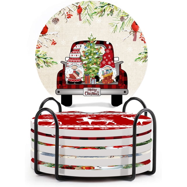 Posavasos de cerámica con forma de árbol de Navidad rojo: anima la decoración de tu mesa navideña con estos posavasos festivos y duraderos