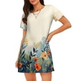 thumbnail image 1 of Disketp Floral Mountain Landscape para Camisón Corto de Manga Corta para Mujeres, Camisón Cómodo con Escote Redondo, Bonito y Confortable, 1 of 6