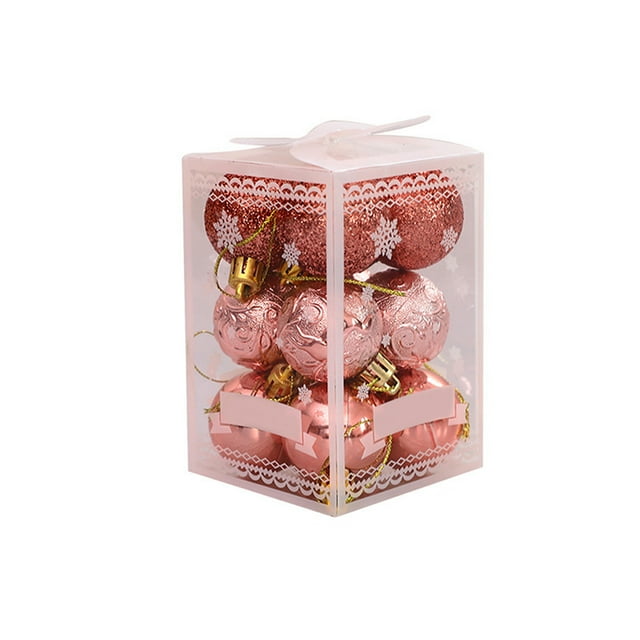 Moyic Paquete de 12 bolas de Navidad colgantes para decoración de fiestas, barra de adornos para interiores, colgantes reutilizables, Kits de decoración para fiestas Oro rosa