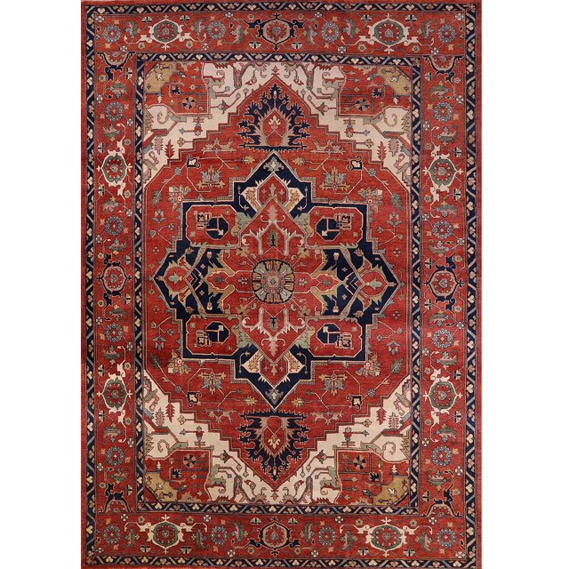 Ahgly Company Indoor Rectangle Mid-Century Modern Dark Almond Brown Persian Area Rugs, 2' x 5'
