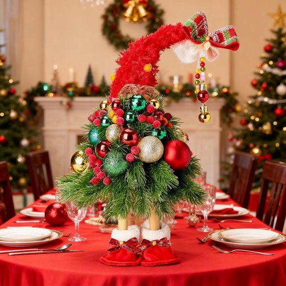 YOHAVEN 16" Christmas Gnome Table Decoration Handmade Holiday Dwarf Ornament for Dining Table Desktop Christmas Tree Decoration Indoor Outdoor Front Door Christmas Party Decor