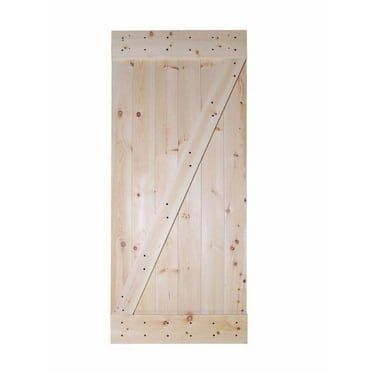 CALHOME 36 in. x 84 in. Unfinished Z-Bar 100% Knotty Pine Interior Barn Door