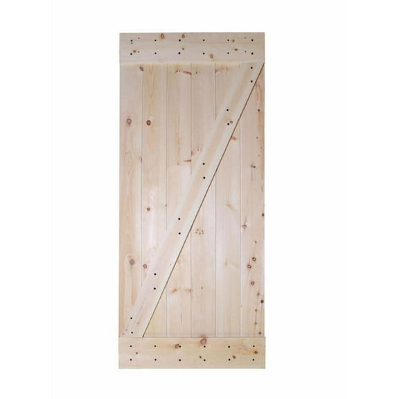 CALHOME 36 in. x 84 in. Unfinished Z-Bar 100% Knotty Pine Interior Barn Door