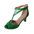 thumbnail image 2 of Viluyesy Womens Heeled Sandals, Open Toe Back Zipper Sexy Mesh Office Wedding Party Shoes Green, 2 of 8